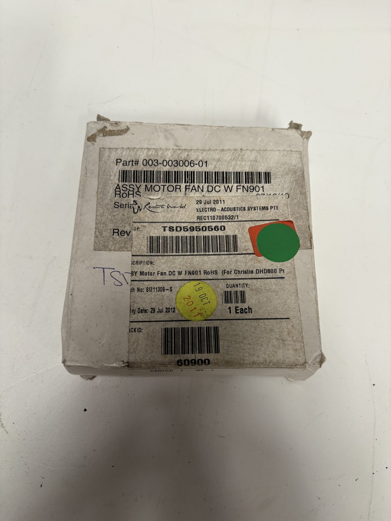Christie 003-003006-01 DC Motor Fan Assembly for DHD800 Projector