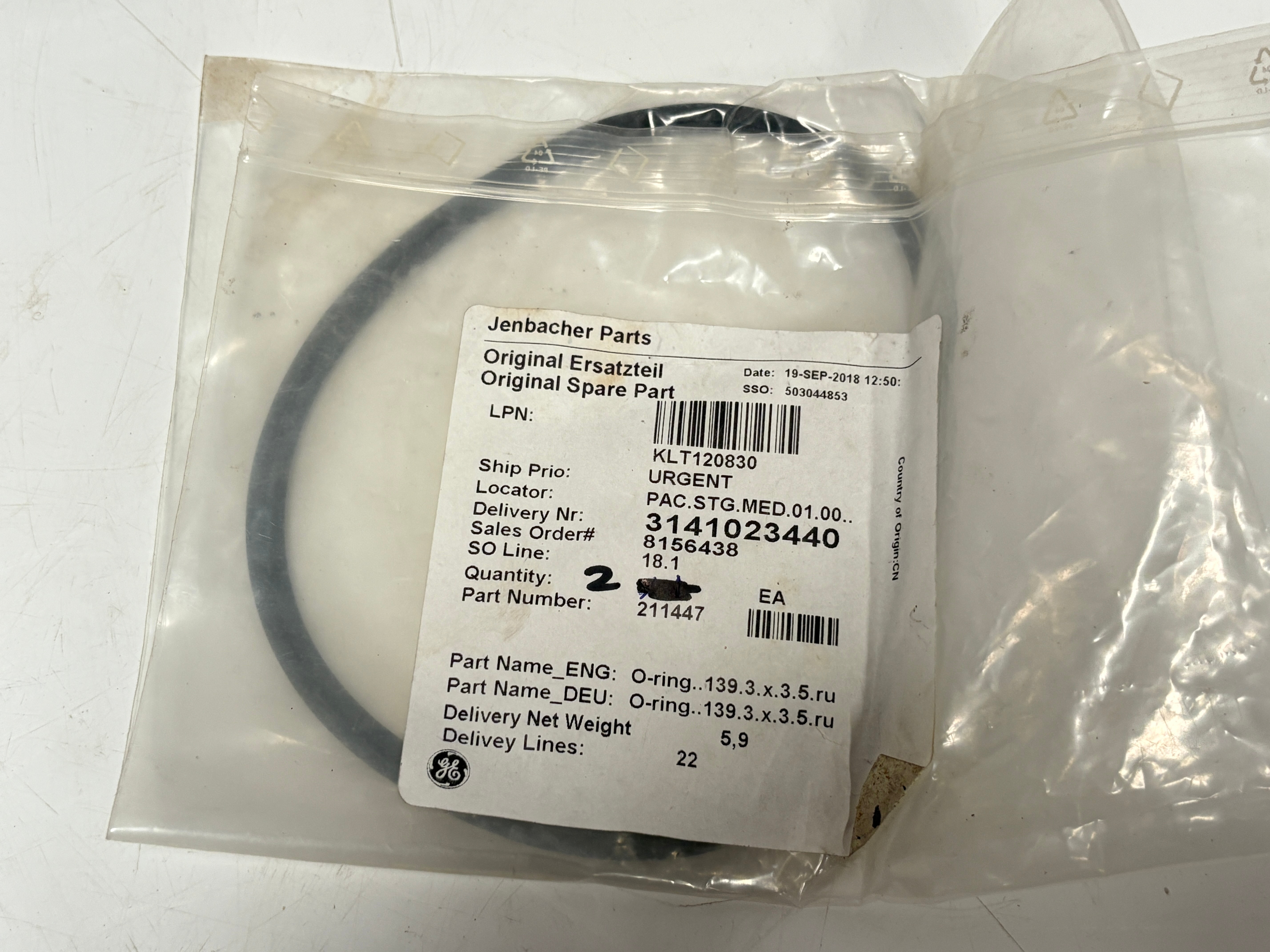 GE Jenbacher 211447 O-Ring Original Spare Part
