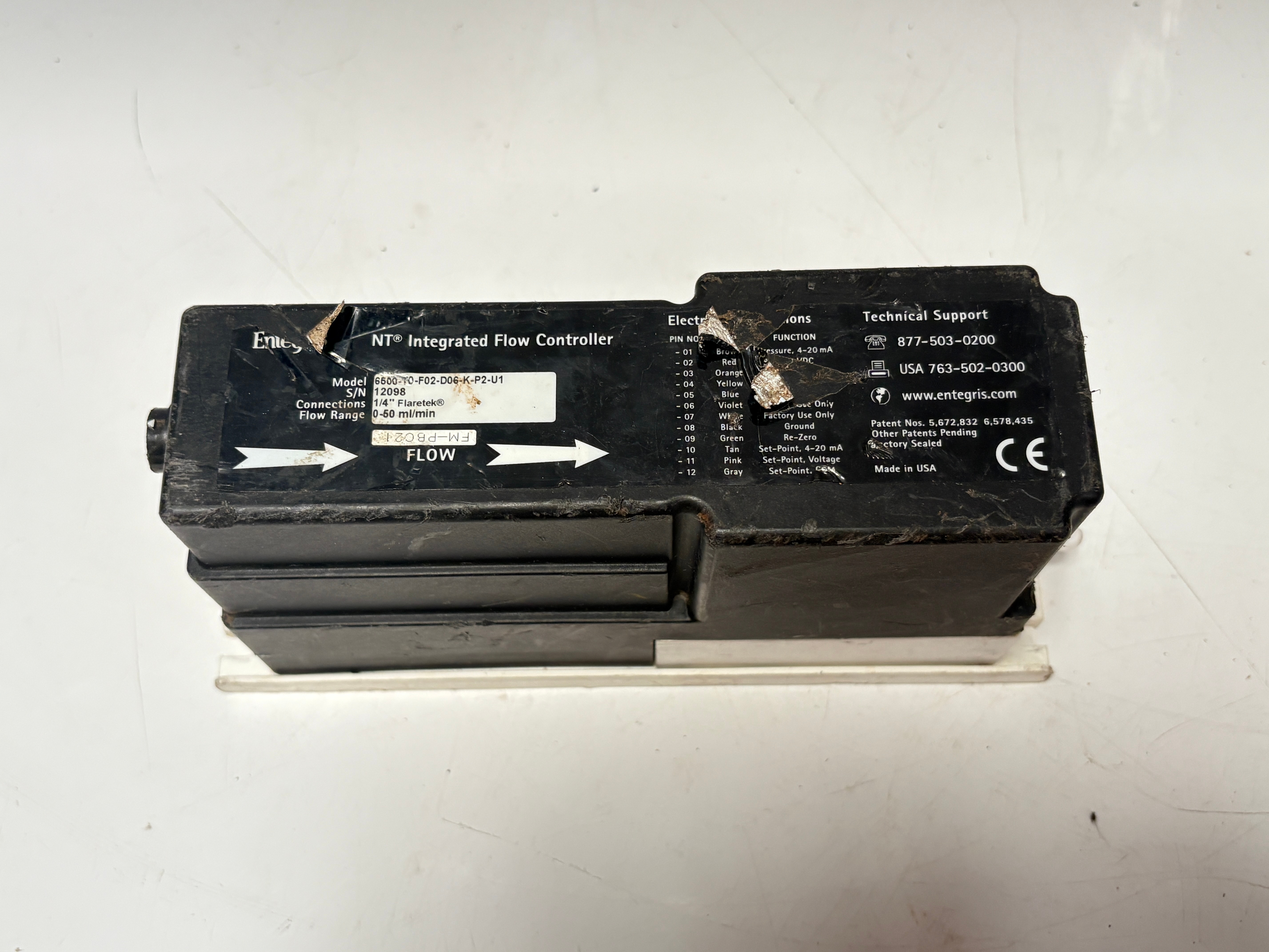 Entegris 6500-T0-F02-D06-K-P2-U1 NT Flow Controller 0-50ml/min