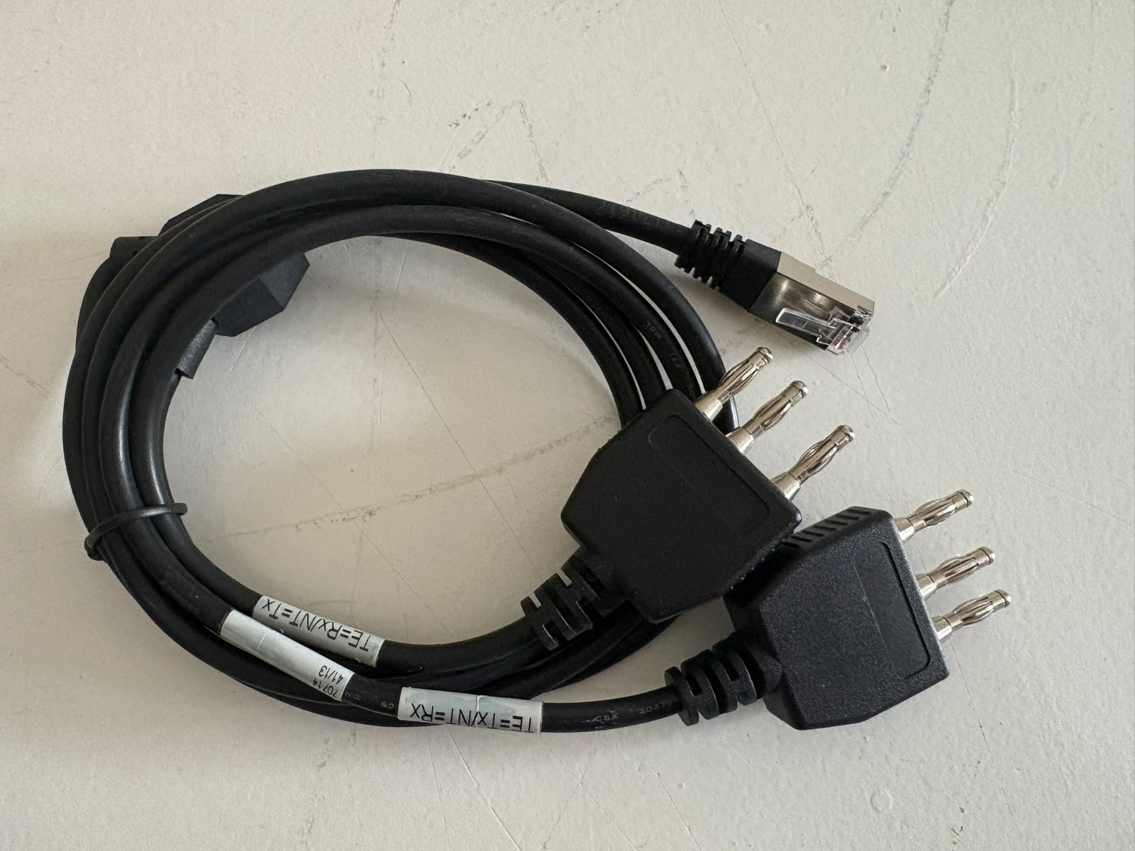 3-Pin Banana Plug to RJ45 Test Cable - 4mm Safety Banana to Ethernet Lead